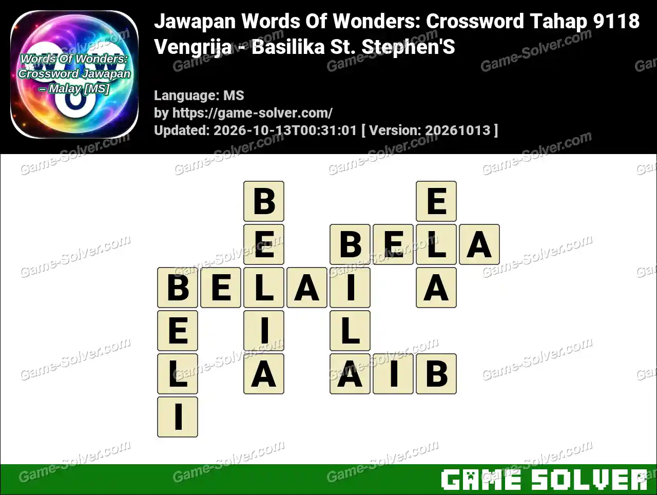 Jawapan Words Of Wonders: Crossword Tahap 9118 – Vengrija – Basilika St. Stephen’S